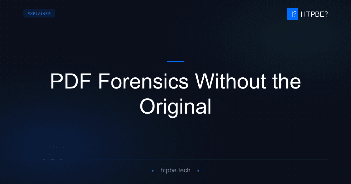 PDF Forensics Without the Original File: One-Sided Fraud Detection